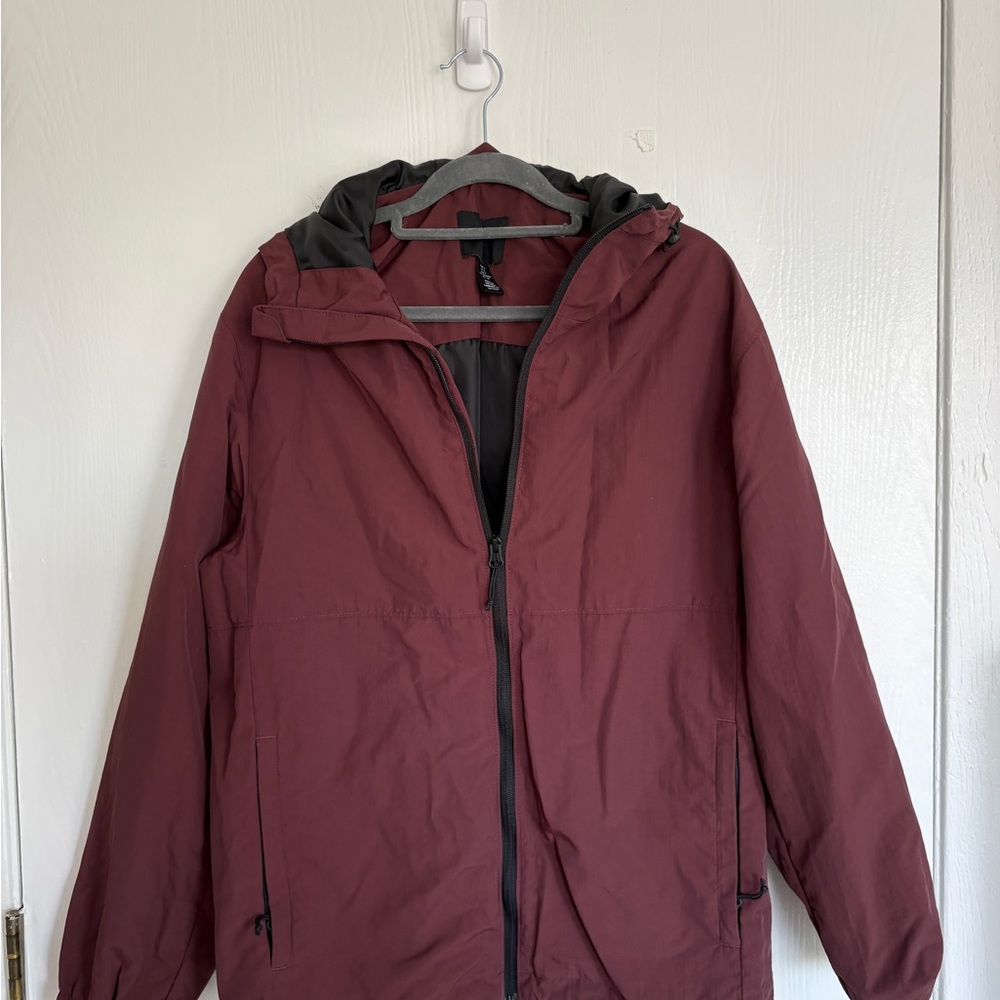 H&M Men's Maroon Hooded Raincoat